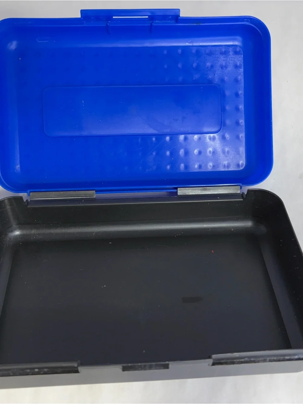 Spacemaker Pencil Box Blue And Black 90's Plastic Storage Case School Crafts